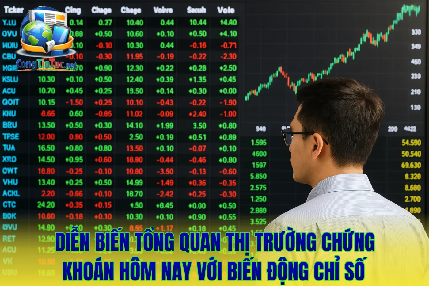 Diễn biến tổng quan thị trường chứng khoán hôm nay với biến động chỉ số