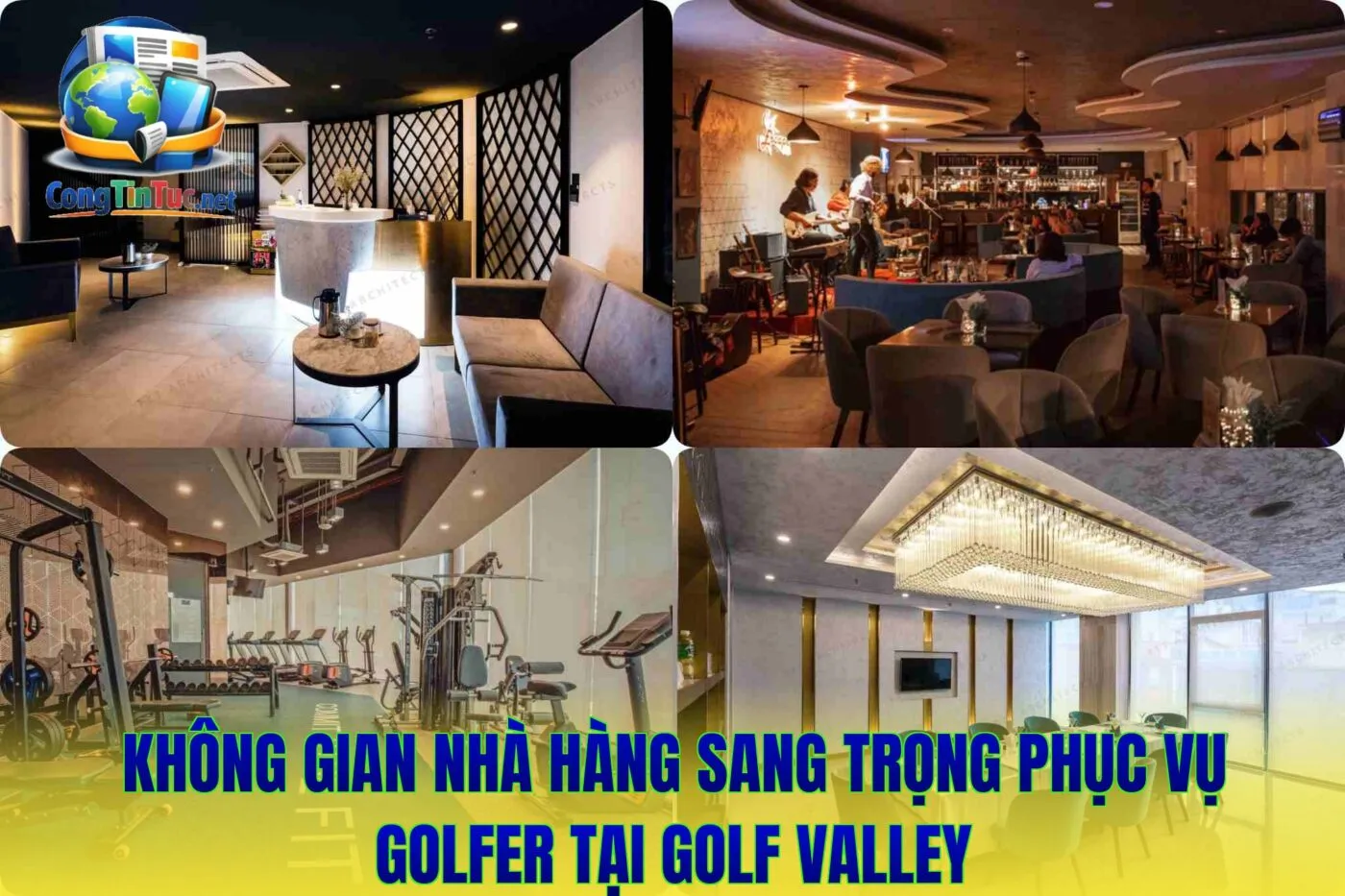 Không gian nhà hàng sang trọng phục vụ golfer tại Golf Valley