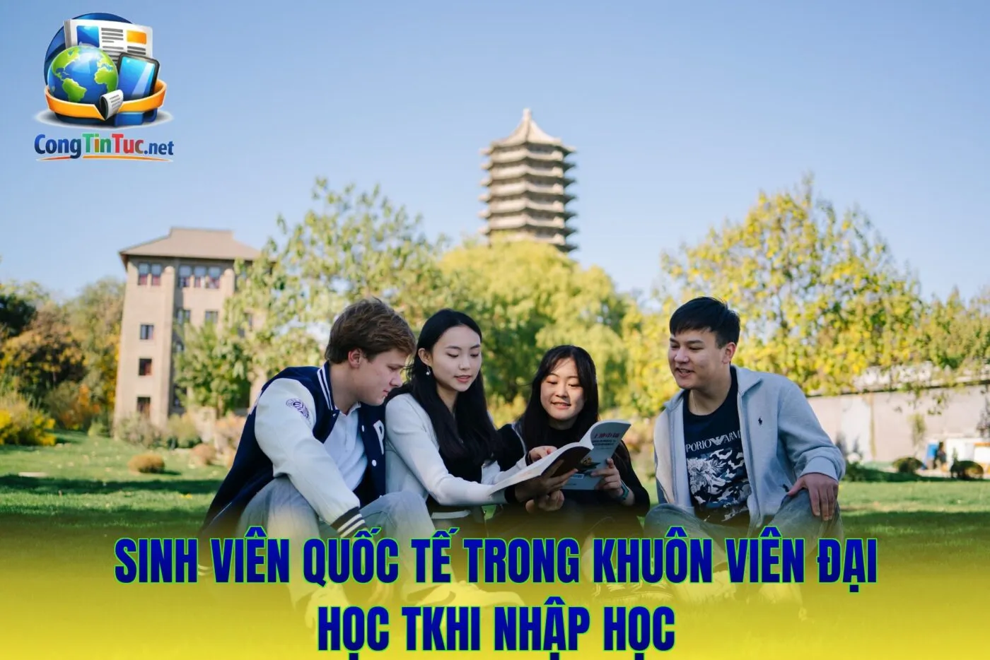 Sinh viên quốc tế trong khuôn viên đại học tkhi nhập học