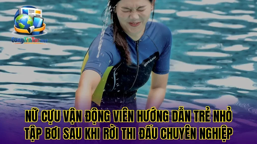 Nữ cựu vận động viên hướng dẫn trẻ nhỏ tập bơi sau khi rời thi đấu chuyên nghiệp